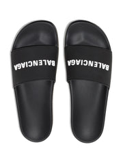 Balenciaga logo-embossed pool slides