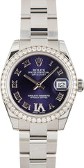 Pre-owned Rolex Datejust 178384 Purple Roman Dial