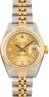 Lady Rolex Datejust Ref 79173 Champagne Diamond Dial