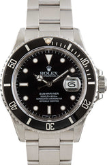 Vintage Rolex Submariner 168000 Stainless Steel