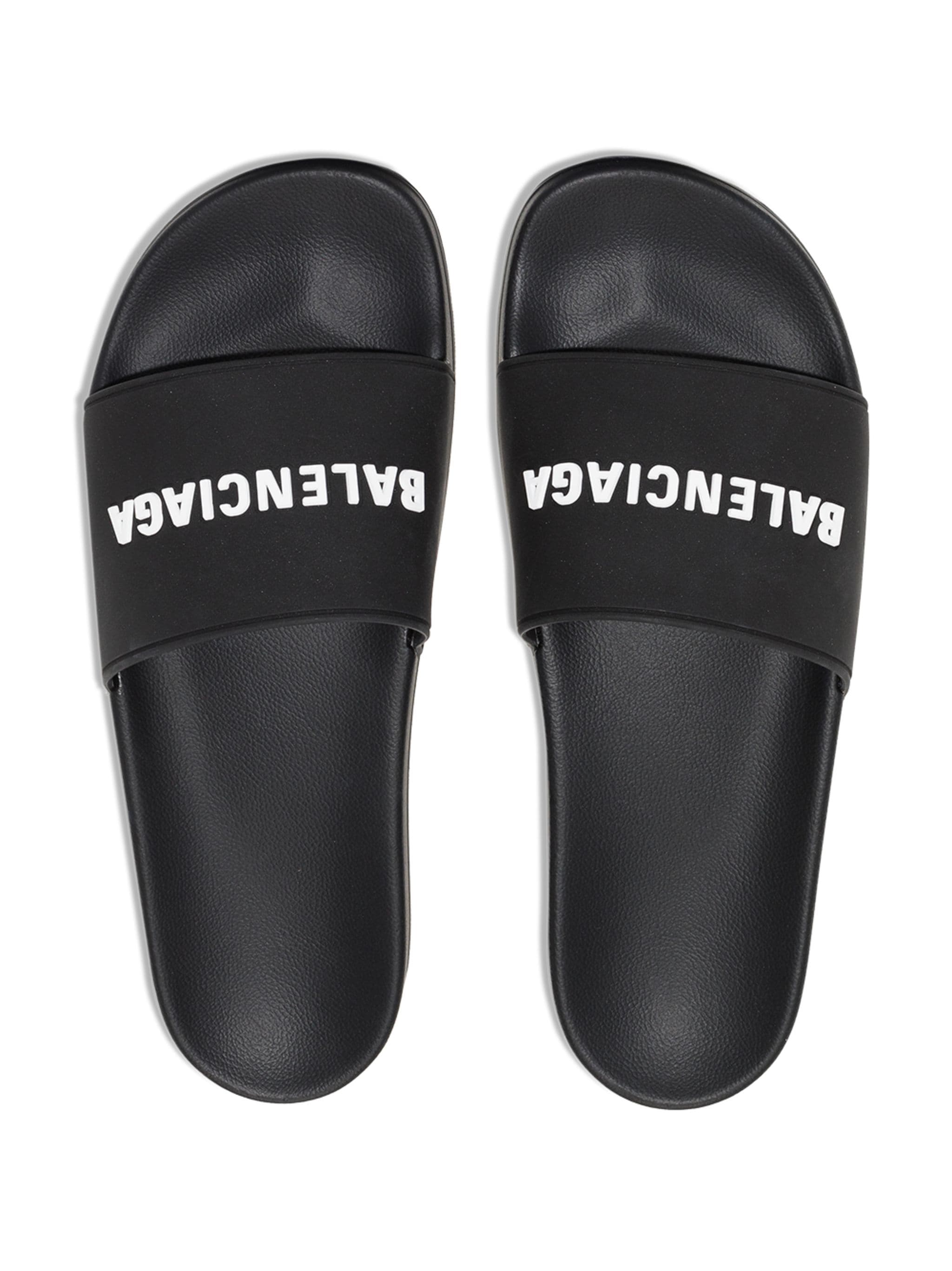 Balenciaga logo-embossed pool slides