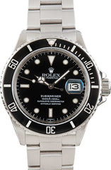 Vintage Rolex Submariner Ref 16800 Stainless Steel Black Dial