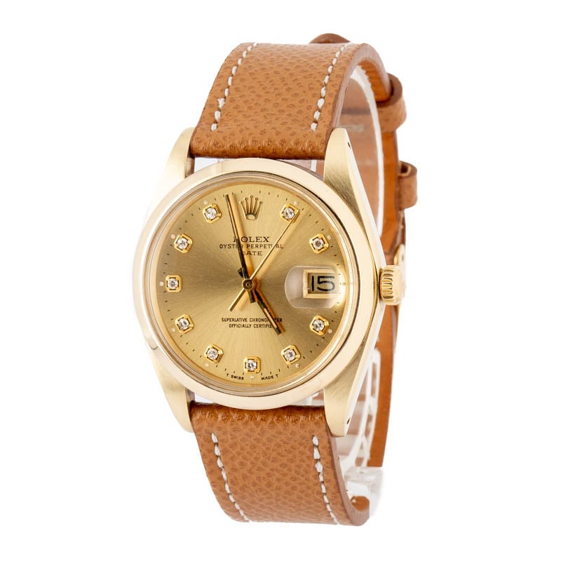Rolex Date 1503 Champagne Diamond Dial