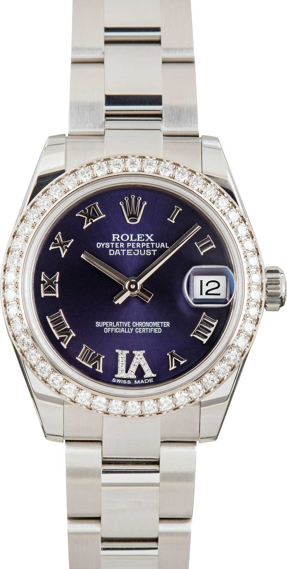 Pre-owned Rolex Datejust 178384 Purple Roman Dial