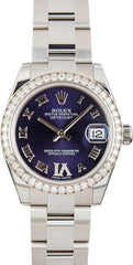 Pre-owned Rolex Datejust 178384 Purple Roman Dial