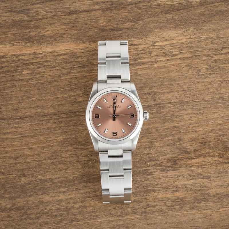 Pre-owned Rolex Oyster Perpetual 77080 Salmon Dial