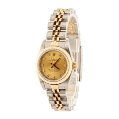 Ladies Rolex Oyster Perpetual 76193 Champagne Diamond Dial