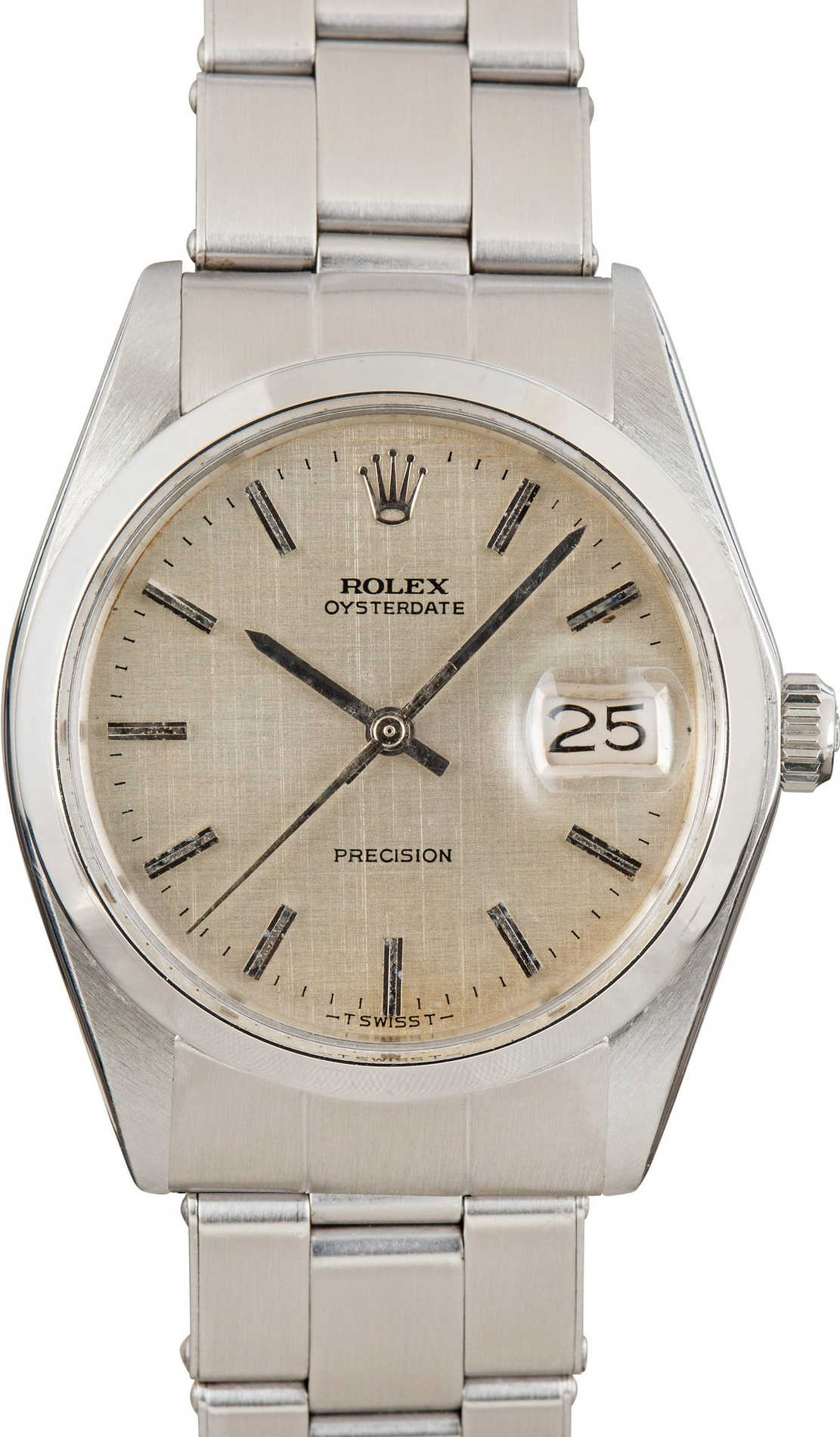 Pre Owned Rolex Oyster Date 6694 Silver Linen Dial