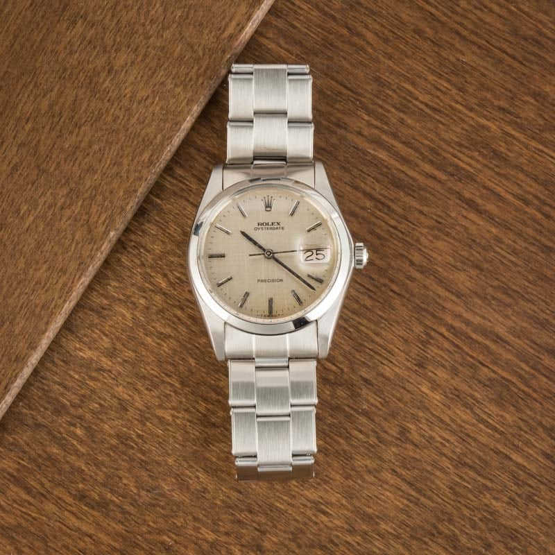Pre Owned Rolex Oyster Date 6694 Silver Linen Dial