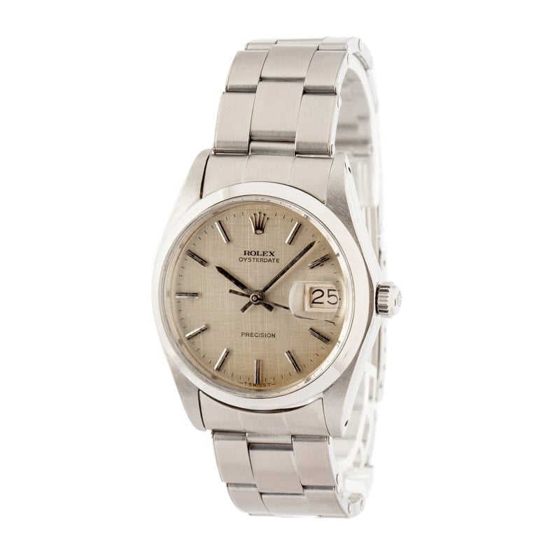 Pre Owned Rolex Oyster Date 6694 Silver Linen Dial