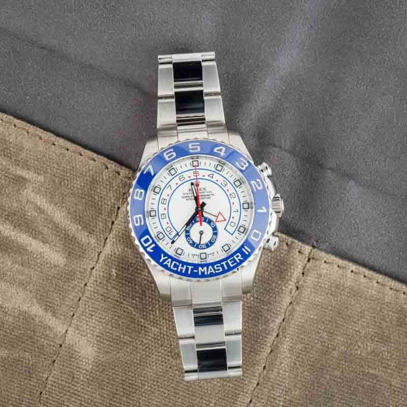Rolex Yacht-Master II Ref 116680 White Dial Blue Bezel