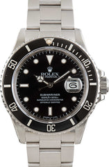 Vintage Rolex Submariner 168000 Stainless Steel