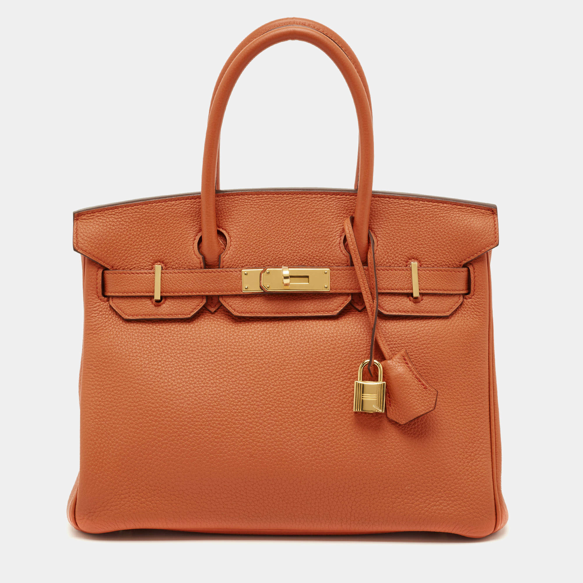 Hermes Terre Battue Togo Leather Gold Finish Birkin 30 Bag